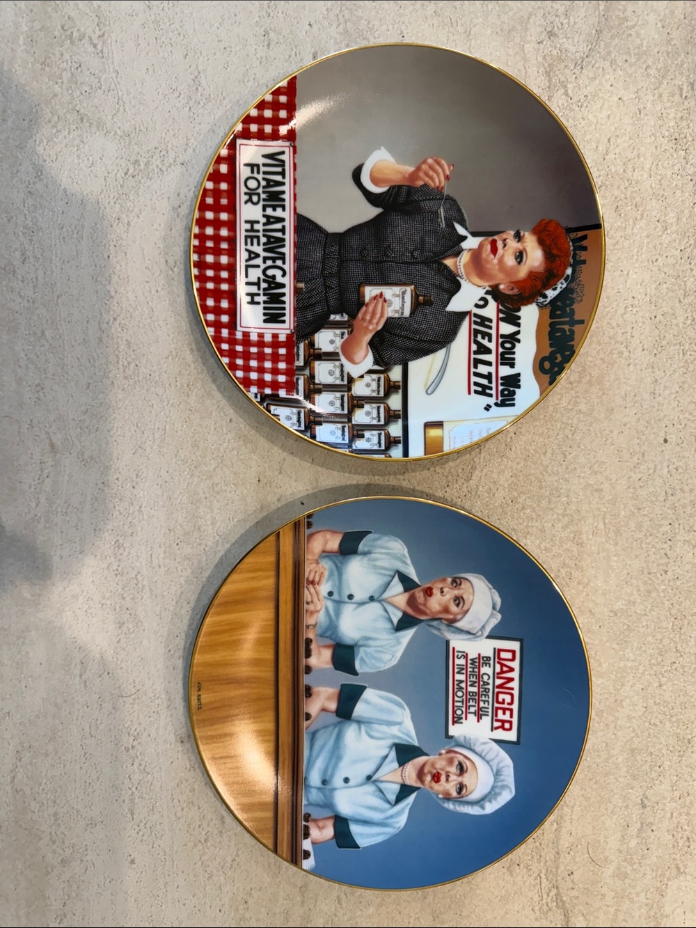 Vintage I Love Lucy Decorative Wall Plates - Red, Blue Set of 2